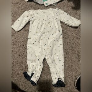 White Star-Patterned Kids One Piece- 6 Months